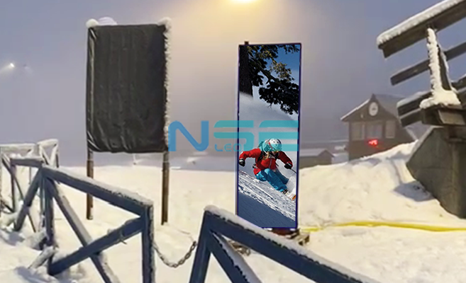 Newly developed-Outdoor slim led poster tested in Sweden Ski Resort