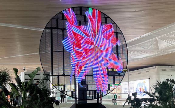 Circle Transparent LED Display Screen in Airport