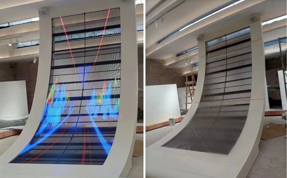 Creative transparent LED display in Milan's shopping malls