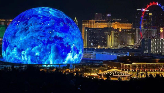 Watch this massive LED sphere in Las Vegas light up