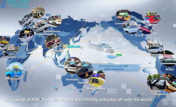 NSE Slim type car top led display running around the world