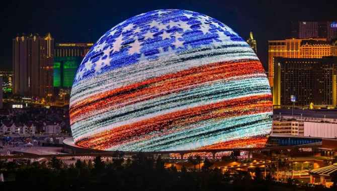 Watch this massive LED sphere in Las Vegas light up