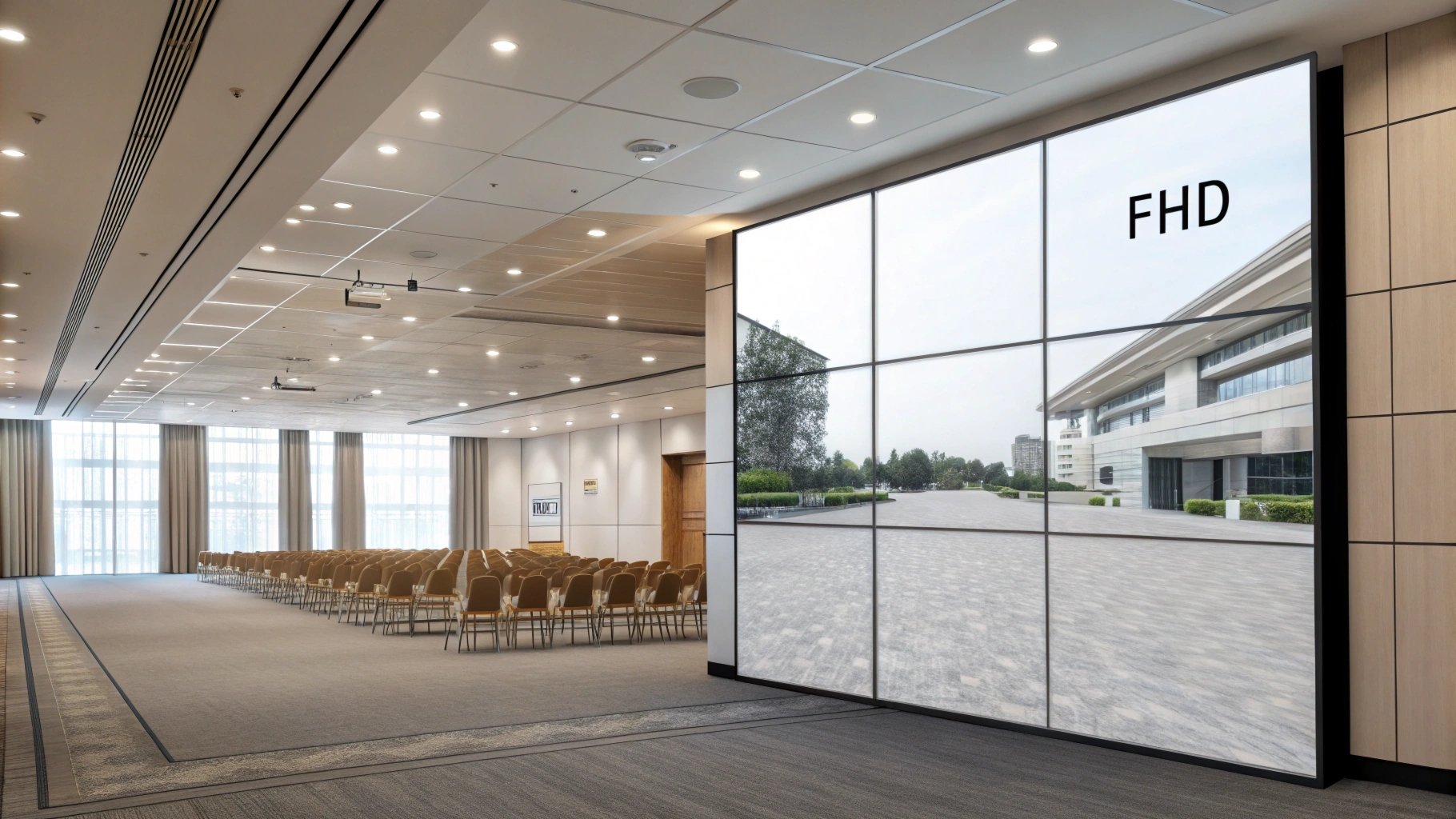 FHD resolution LED video wall in conference room display