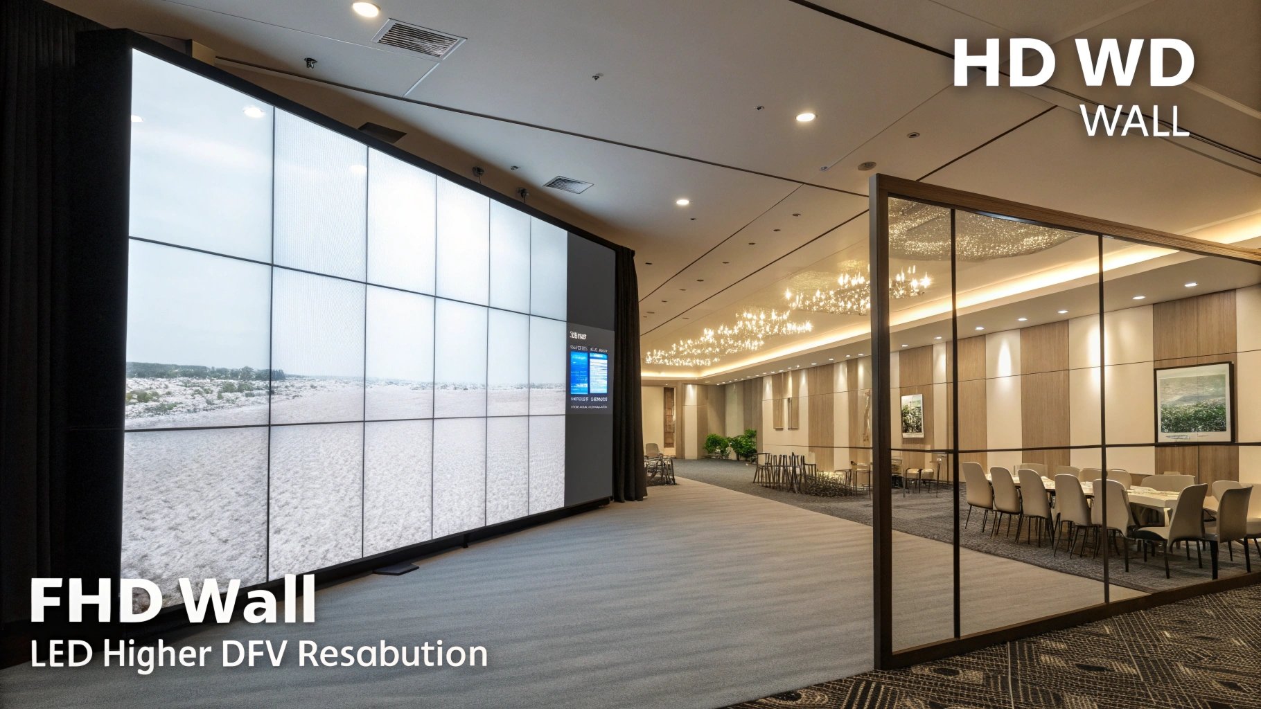 FHD LED video wall in modern conference hall display