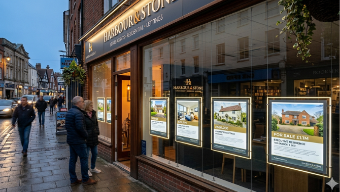 Property listing displays in agency windows