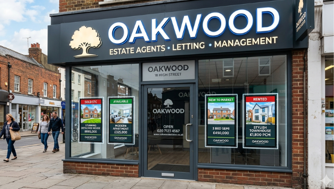 Shopfront signage above the entrance for brand exposure