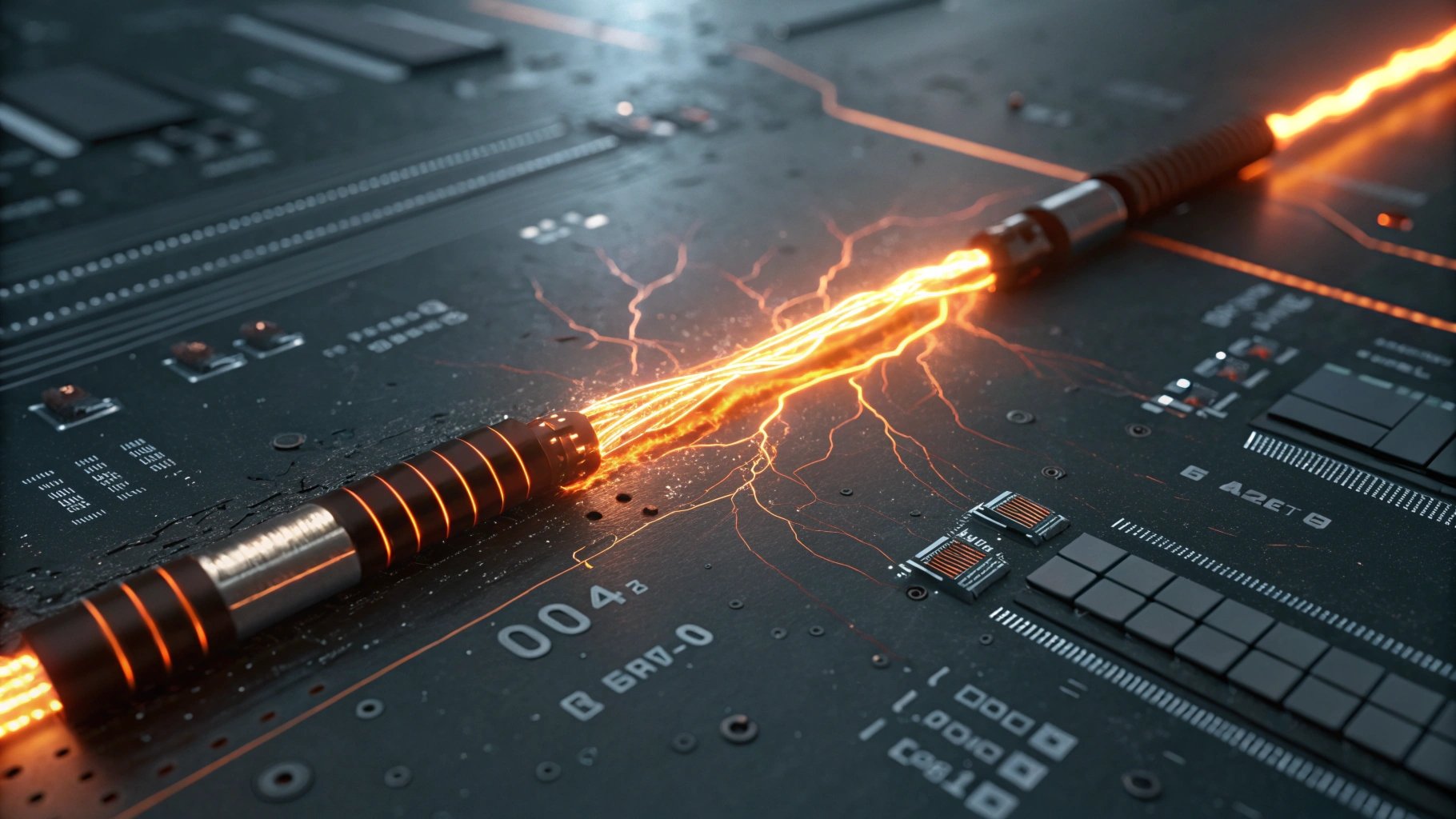 high temperature heating element on circuit board industrial welding concept