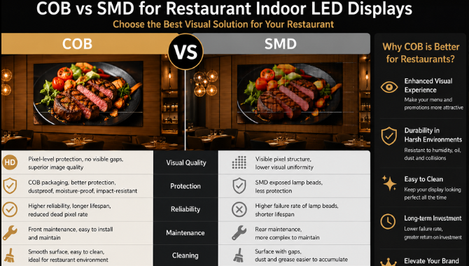 COB vs SMD for Restaurant Indoor LED Displays