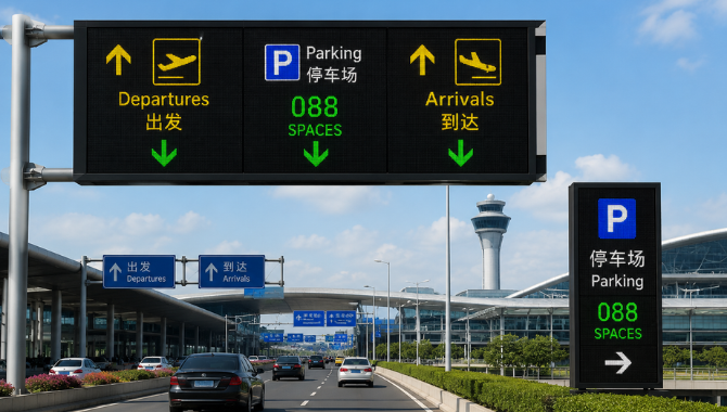 Outdoor airport LED displays support