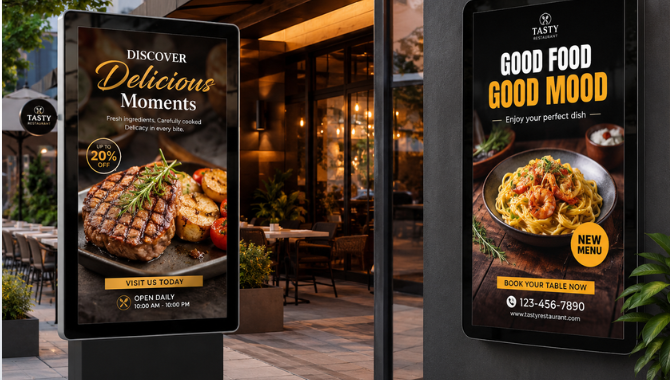 Restaurant Entrance Branding Displays