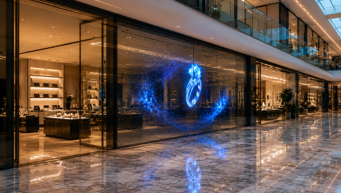 Holographic invisible LED display installed in a Germany shopping mall