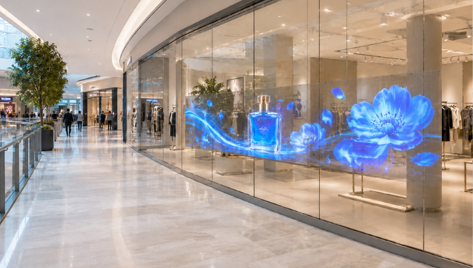 Holographic invisible LED display installed in a Germany shopping mall
